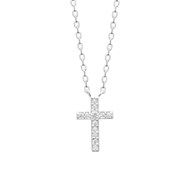 Collier Brillaxis argent rhodié croix empierrée