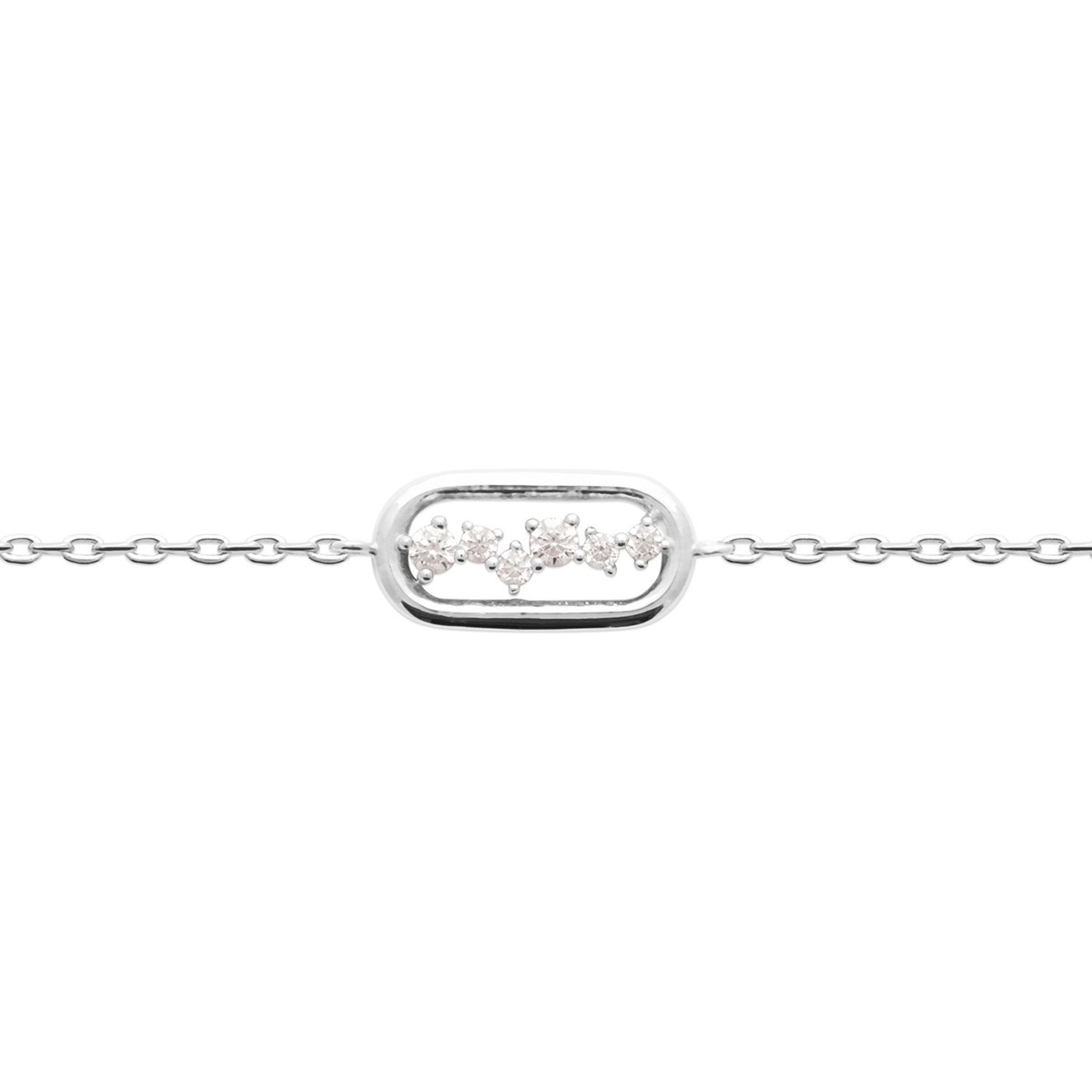 Bracelet Brillaxis argent rhodié motif ovale
avec oxydes - vue 4