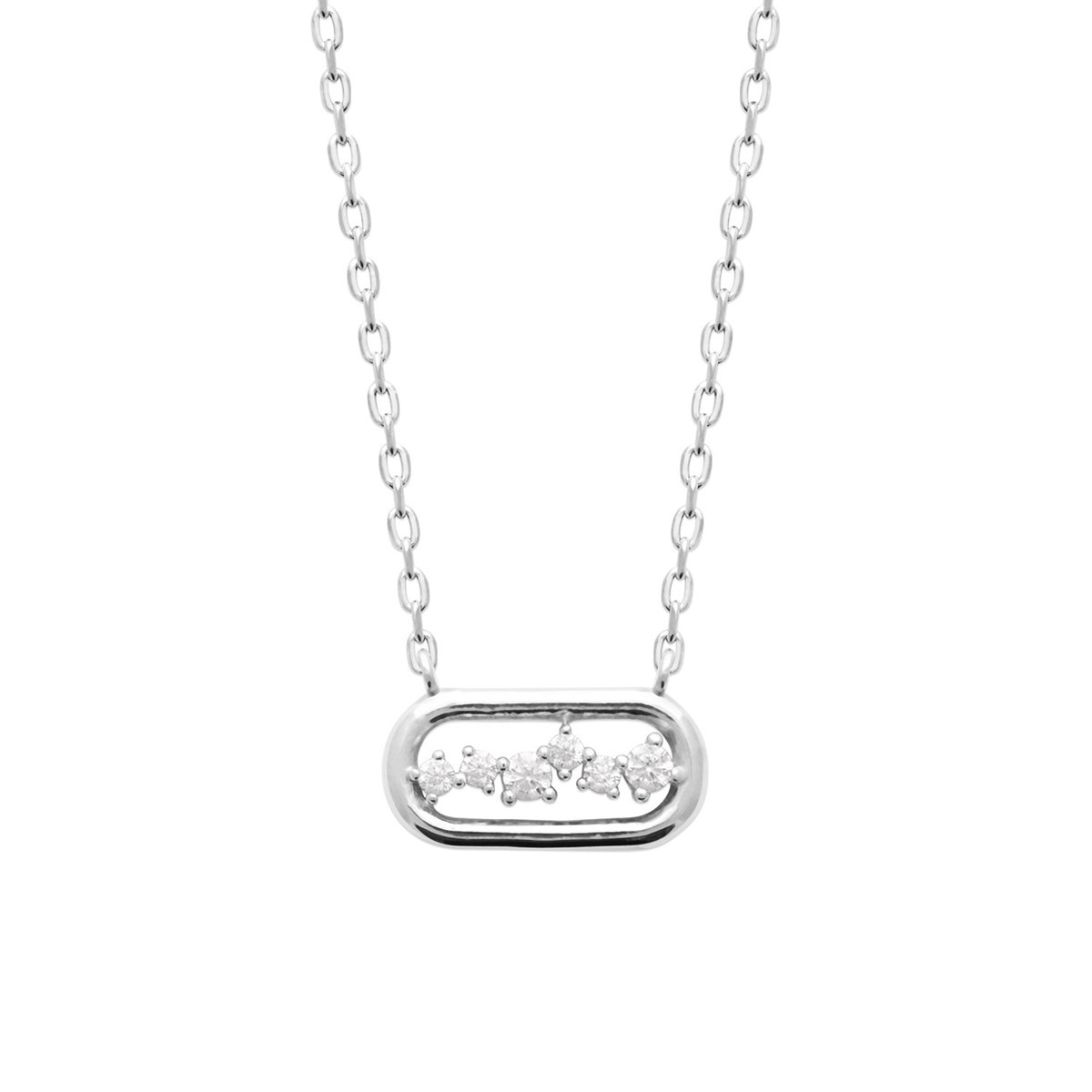 Collier Brillaxis argent rhodié motif ovale
avec oxydes