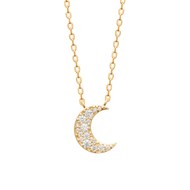 Collier Brillaxis plaqué or lune empierrée 45cm