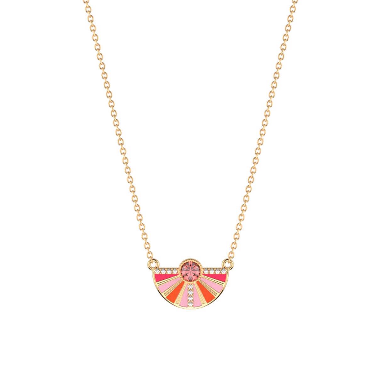 Collier Les Cadettes Sunrise
doré demi disque laqué rosé