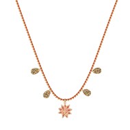 Collier Les Cadettes doré coral
pampilles fleur de lotus corail