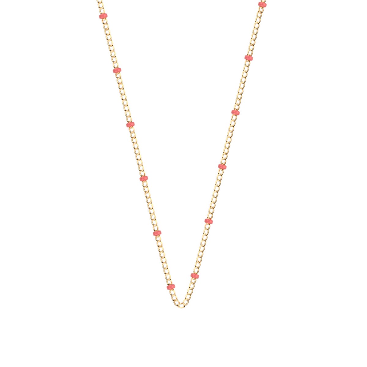 Collier Les Cadettes chaîne billes corail