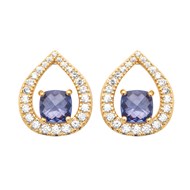 Boucles d'oreilles puces Brillaxis goutte dorée_x000D_
oxyde bleu