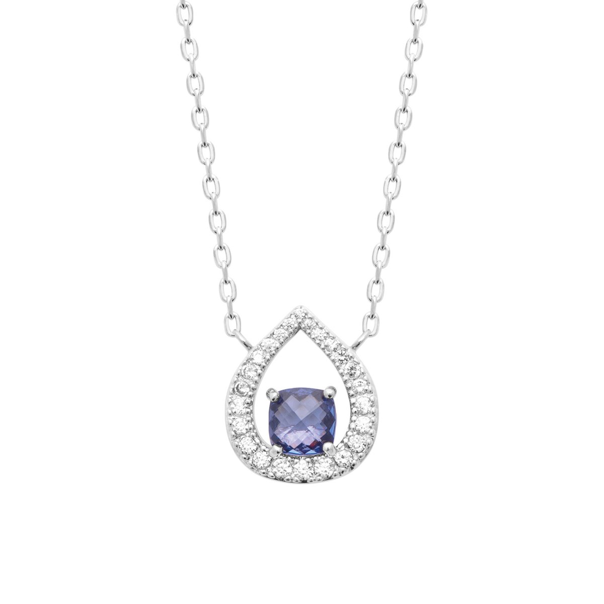 Collier Brillaxis argent goutte bleue