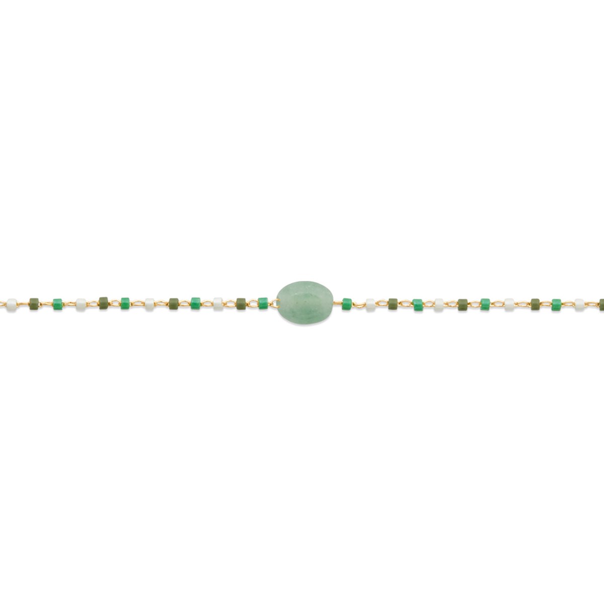 Bracelet Brillaxis plaqué or quartzite vert