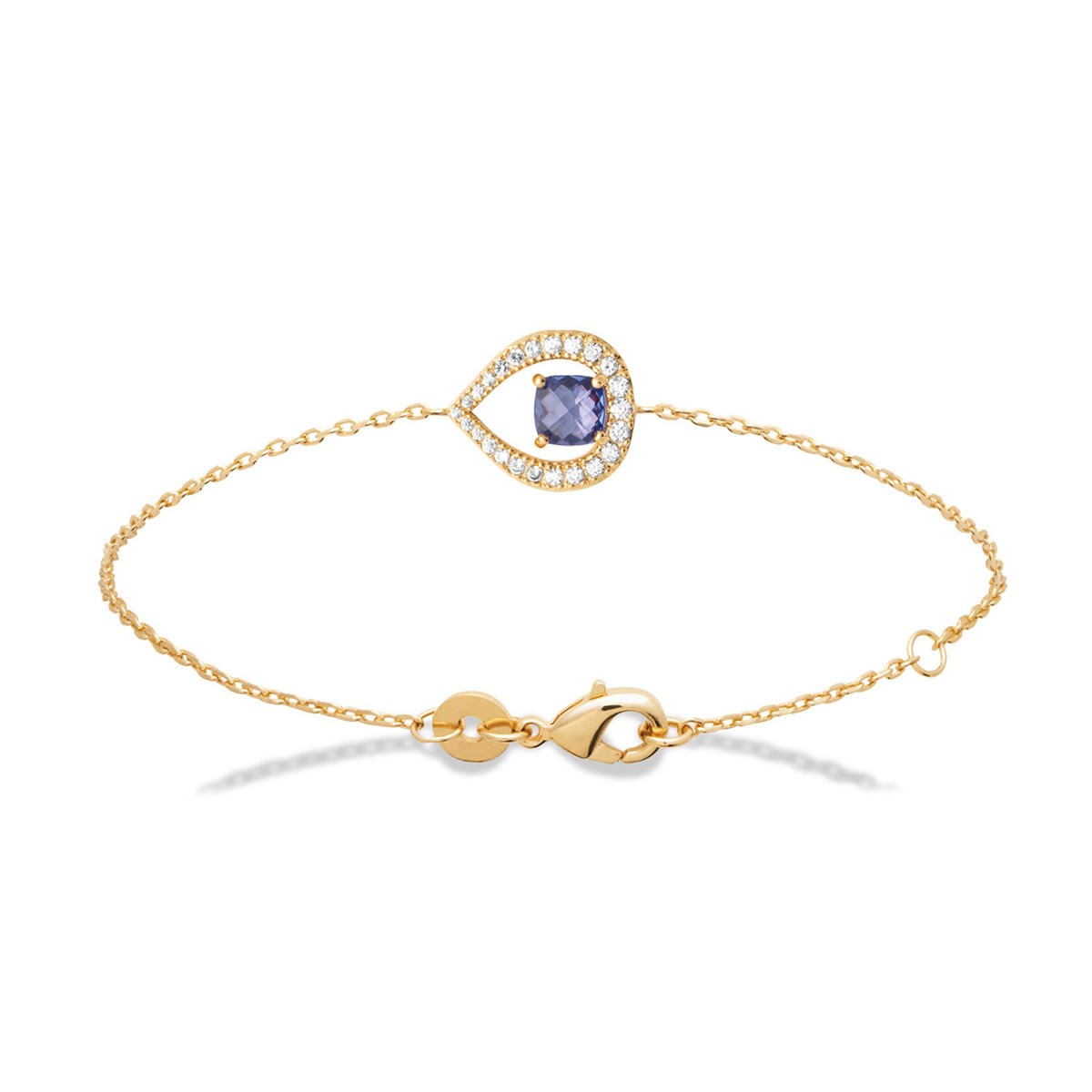 Bracelet Brillaxis plaqué or goutte bleue
