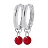 Boucles d'oreilles créoles Brillaxis pampille rouge
argent - vue V1