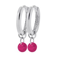 Boucles d'oreilles créoles Brillaxis pampille_x000D_
fuschia argent