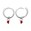 Boucles d'oreilles créoles Brillaxis pampille rouge
argent - vue V3