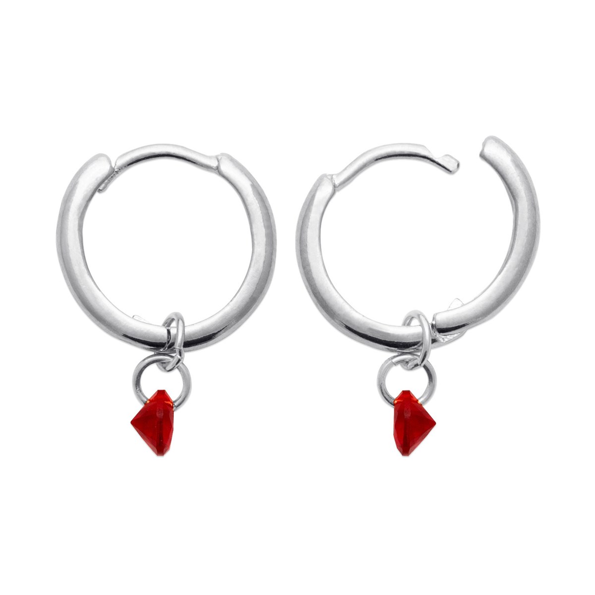 Boucles d'oreilles créoles Brillaxis pampille rouge
argent - vue 3