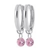 Boucles d'oreilles créoles Brillaxis pampille rose_x000D_
argent - vue V1