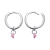 Boucles d'oreilles créoles Brillaxis pampille rose_x000D_
argent - vue V3