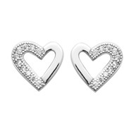 Boucles d'oreilles puces Brillaxis coeur argent