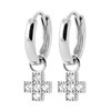 Boucles d'oreilles créoles Brillaxis croix argent - vue V1