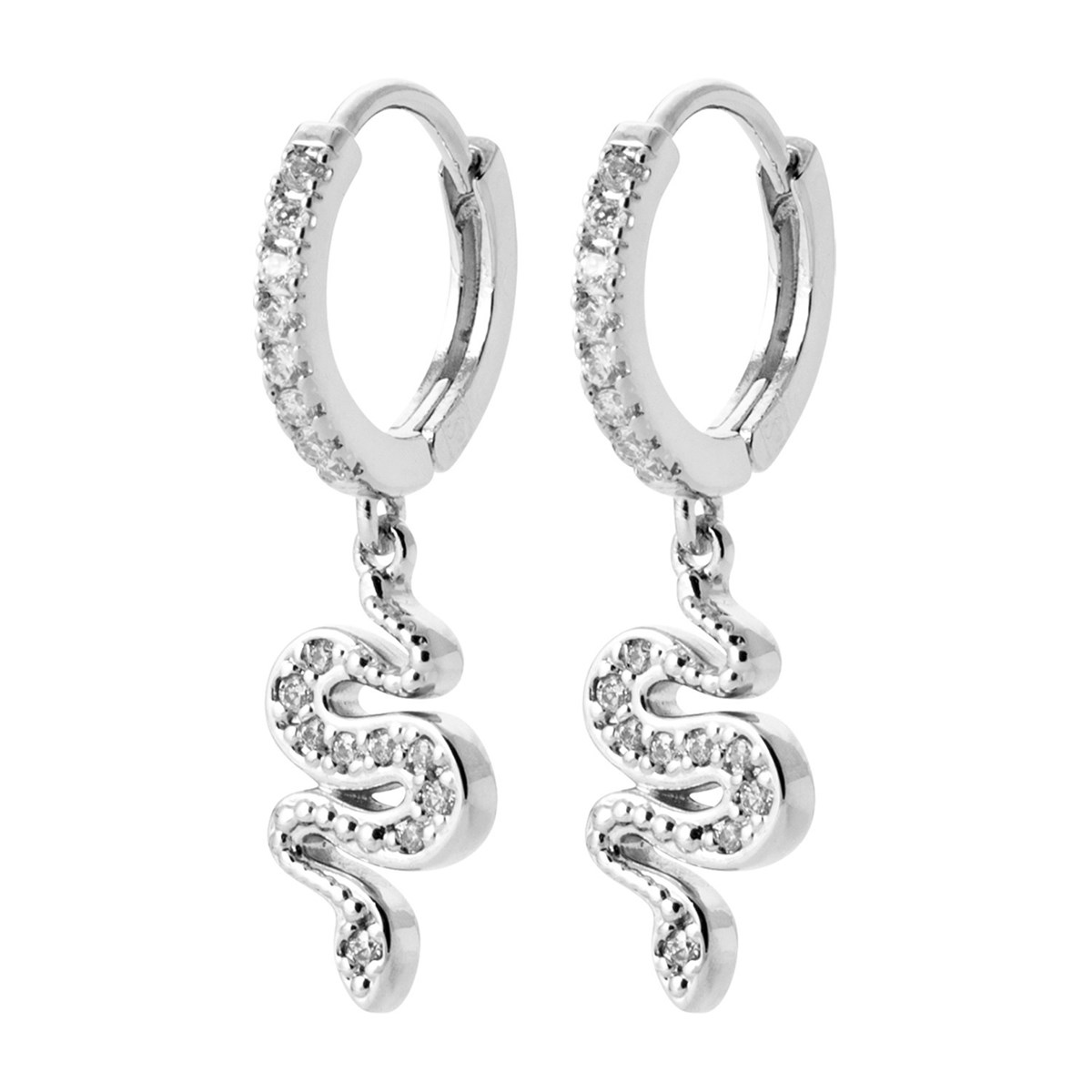 Boucles d'oreilles créoles Brillaxis serpent argent