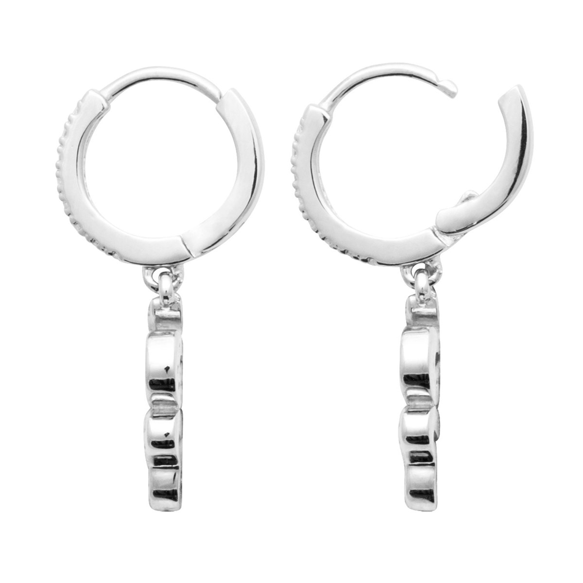 Boucles d'oreilles créoles Brillaxis serpent argent - vue 3