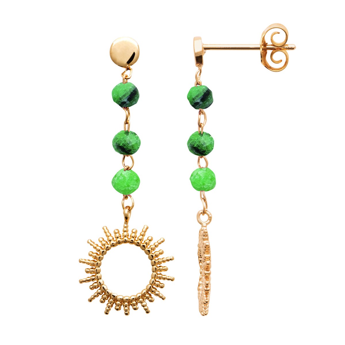 Boucles d'oreilles Brillaxis soleil rubis zoisite - vue 3