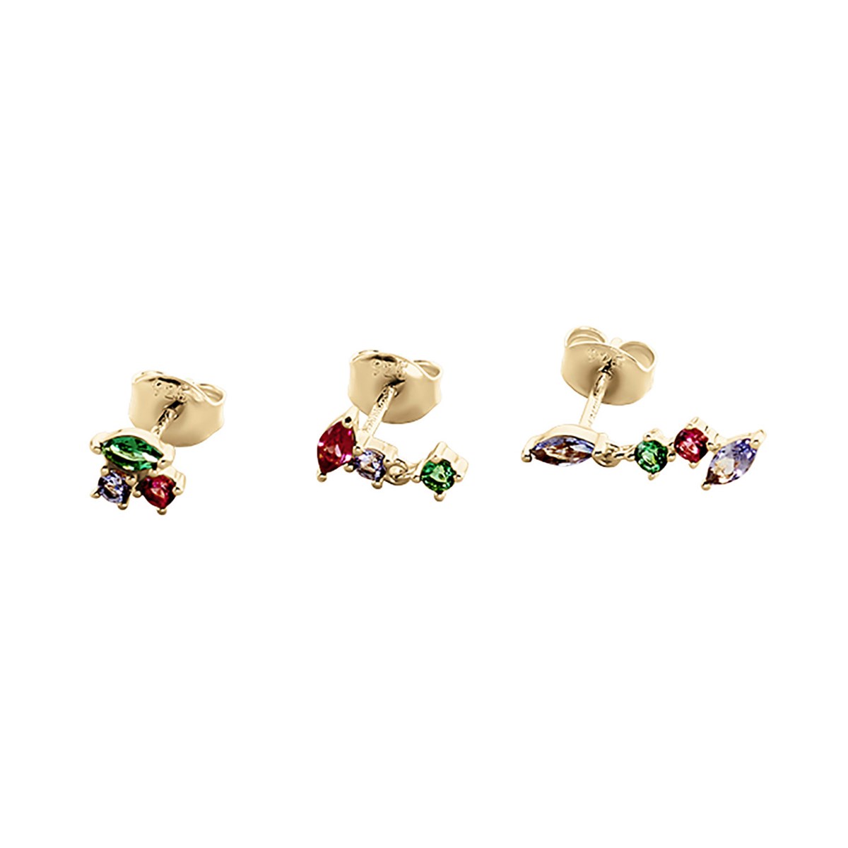 Set de trois piercings puces Agatha argent Amas doré