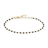 Bracelet souple Agatha doré perles émail noir