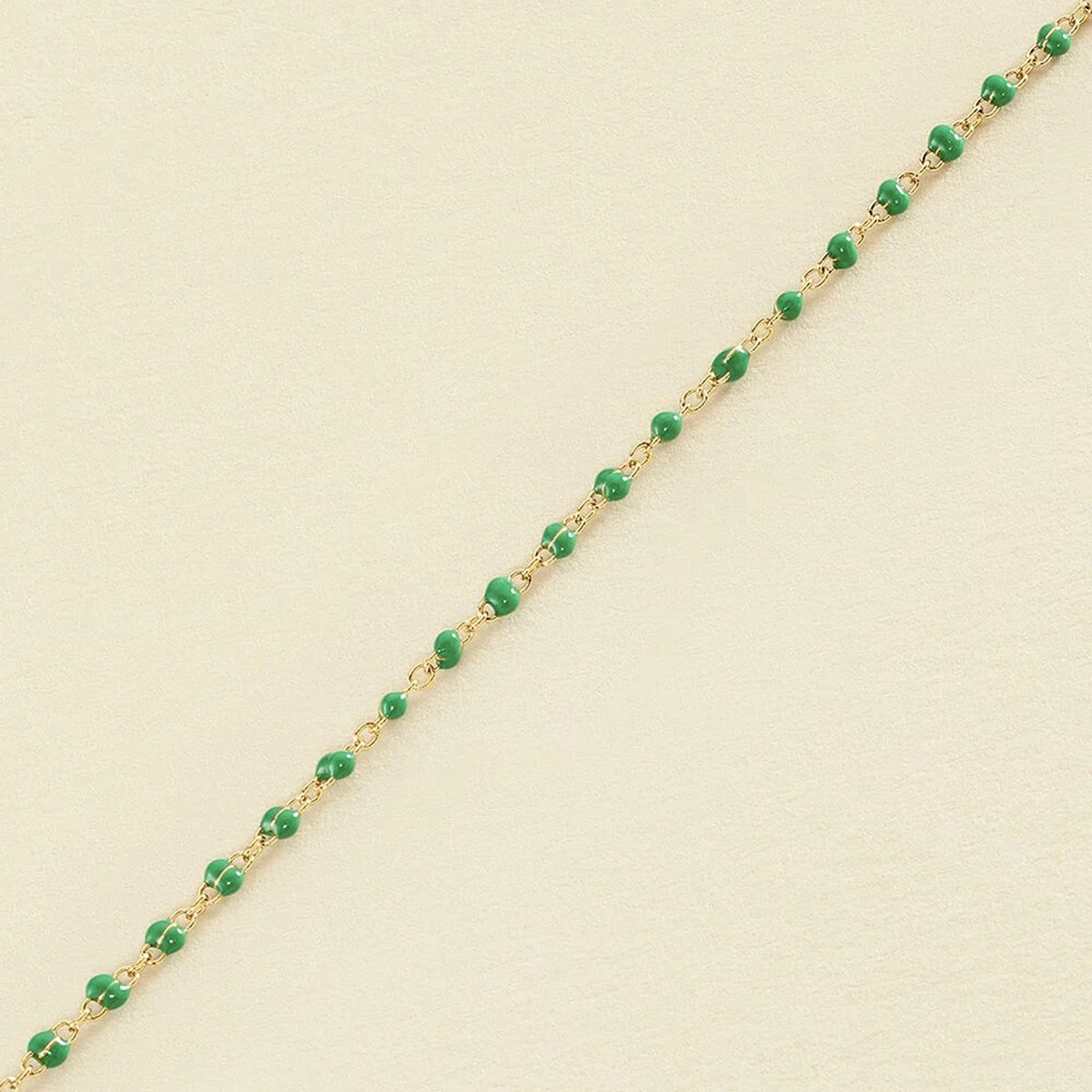 Bracelet Agatha Smarty doré perles émail vert - vue 3