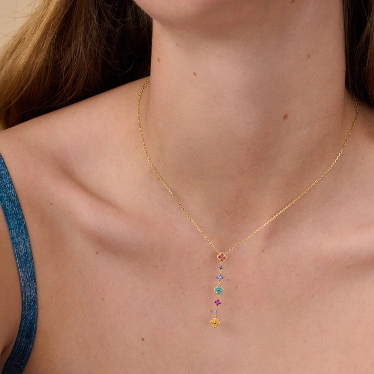 Collier en Y Agatha Beloved rangée fleurs oxydes_x000D_
multicolores - vue 2