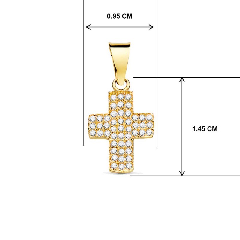 Collier - Médaille Croix Or 18 Carats 750/000 Jaune et Zirconiums - Chaine Dorée - vue 4
