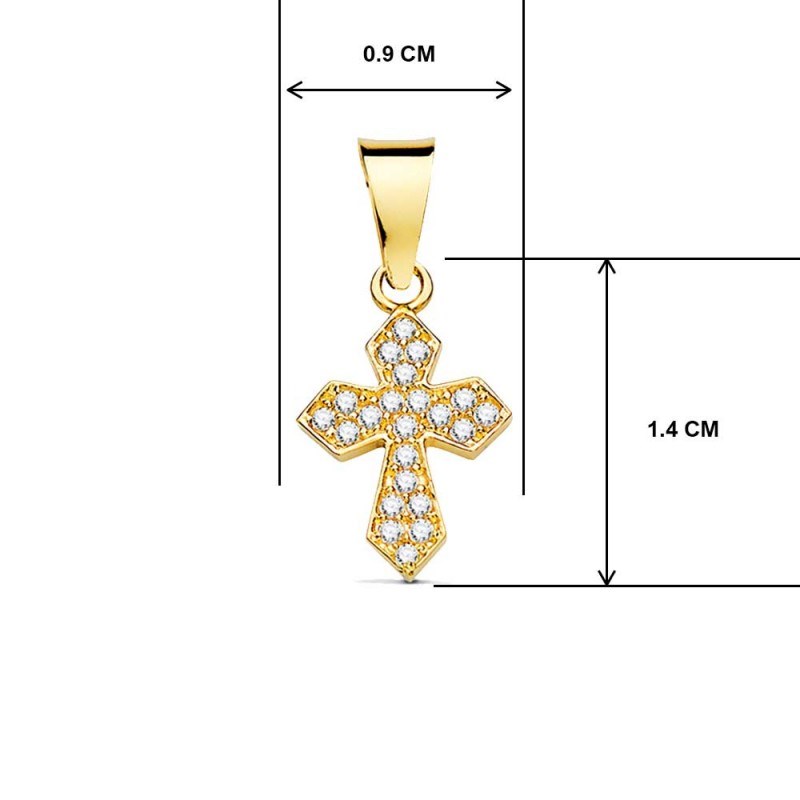 Collier - Médaille Croix Or 18 Carats 750/000 Jaune et Zirconiums - Chaine Dorée - 18PC22336OX - vue 4