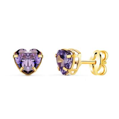Boucles D'Oreilles 'Love' En Coeur - Plaqué Or 750/000 Avec Zirconium - Neuf Avec Étiquettes