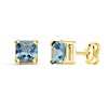 Boucles d'Oreilles Or 18 Carats 750/000 - Zirconiums Topaze Bleue-1322 - vue V1