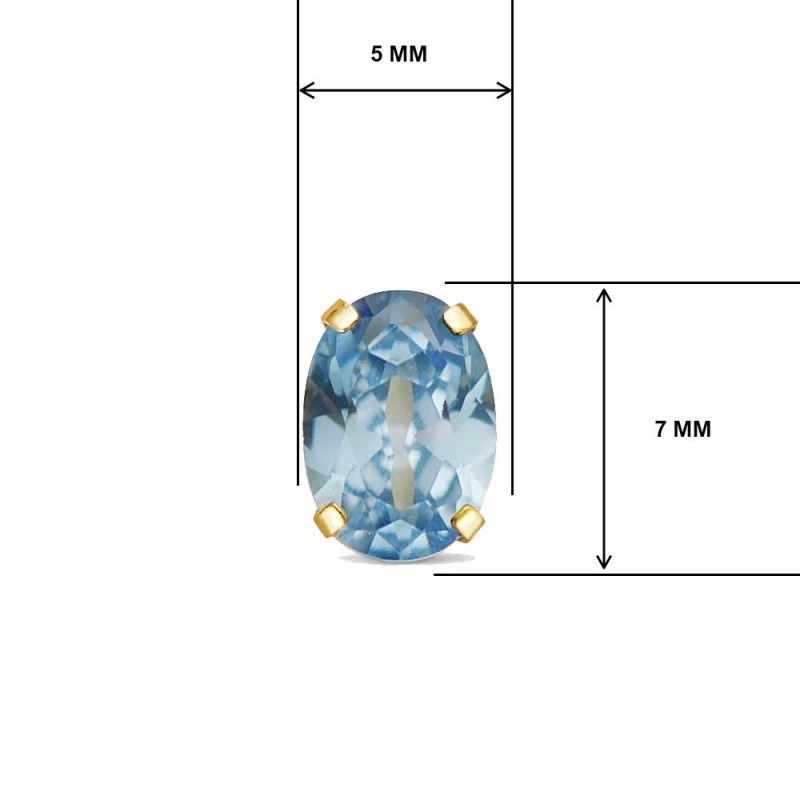Boucles d'Oreilles Or 18 Carats 750/000 - Zirconiums Topaze Bleue-1289 - vue 4