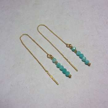 Boucles D'Oreilles Amazonite Argent 925 Doré Ilhéus
