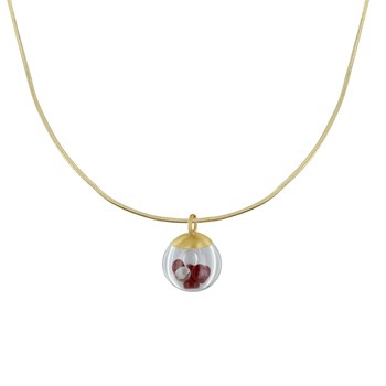 Bubbel Parels en Kristal Pate de Verre Messing Ketting - Rood