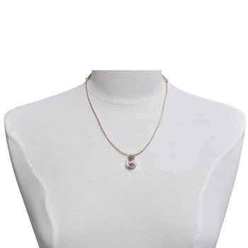 Bubbel Parels en Kristal Pate de Verre Messing Ketting - Turquoise