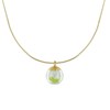 Collier Laiton Bulle et Billes Pâte de Verre Cristal - Vert - vue V1
