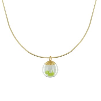 Bubbel Parels en Kristal Pate de Verre Messing Ketting - Groen