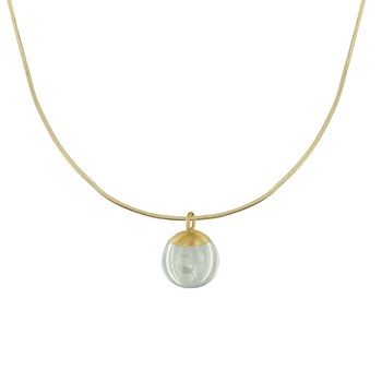 Bubbel Parels en Kristal Pate de Verre Messing Ketting - Transparant