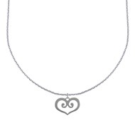 Collier Argent et son Pendentif Coeur Ajouré - taille 40 cm