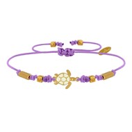 Bracelet Tortue Émaillé Blanche Laiton Doré - Violet