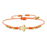 Bracelet Tortue Émaillé Blanche Laiton Doré - Orange
