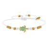 Bracelet Tortue Émaillé Turquoise Laiton Doré - Blanc - vue V1