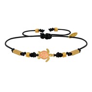 Bracelet Tortue Émaillé Orange Laiton Doré Orange - Noir