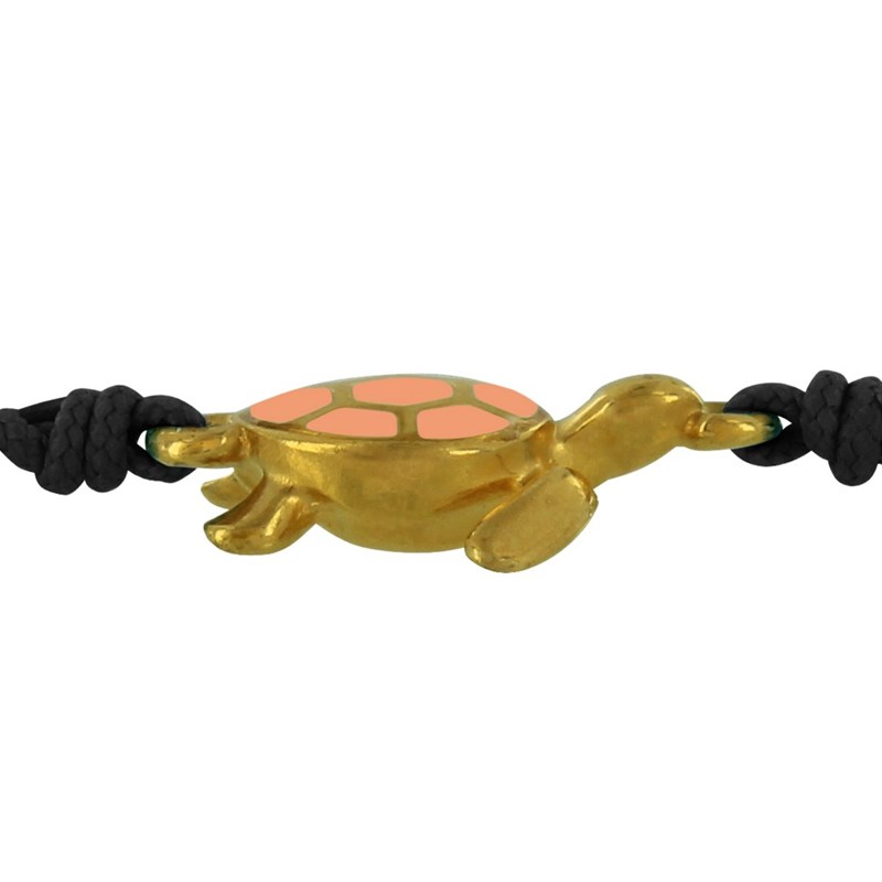 Bracelet Tortue Émaillé Orange Laiton Doré Orange - Vert kaki - vue 3