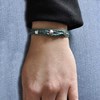 Bracelet Homme Métal Argenté Cubes Fermoir Bouton et Lien en Paracorde - Bordeaux - vue V4