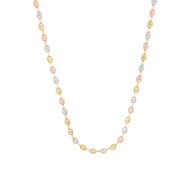 Collier 3 Ors - Tricolore Jaune Blanc Rose -  Grain de Café 45cm - Femme
