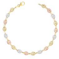 Bracelet 3 Ors - Tricolore Jaune Blanc Rose - Grain de Café - Femme