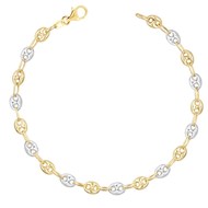 Bracelet 2 Ors - Bicolore Jaune Blanc - Grain de Café - Femme