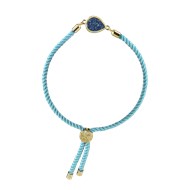 Bracelet cordon fantasie bleu clair et acier argenté