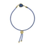 Bracelet cordon fantasie bleu et acier argenté