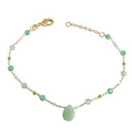Bracelet goutte d'eau aventurine verte pierre naturelle suite de perles Plaqué OR 750 3 microns
